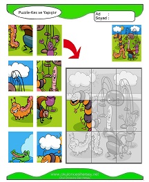 Puzzle Kes Yapıştır Çalışma Sayfaları